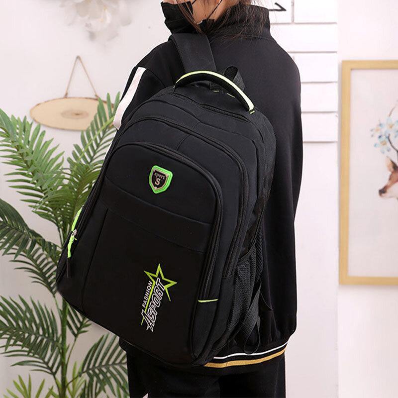 Unisex Nylon Multi-Layers Large Capacity Solid Color School Bag Travel Backpack - Trendha