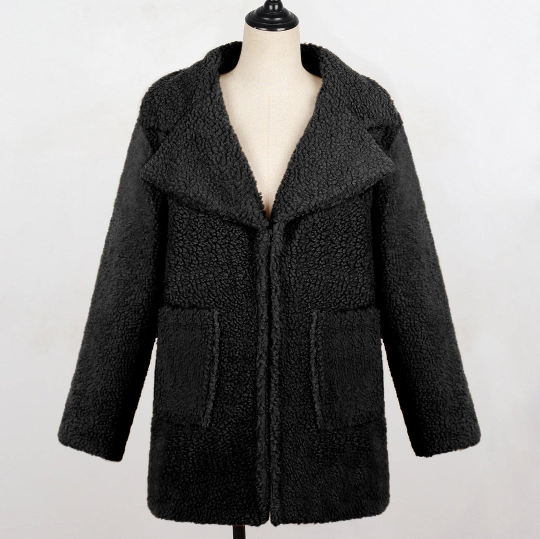 Long faux fur coat suit collar women casual coat - Trendha