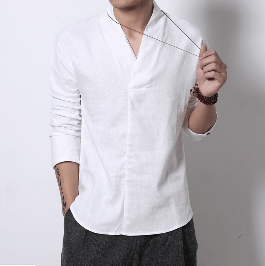 Vintage linen long sleeve shirt - Trendha