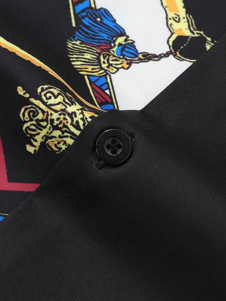 Mens Casual Baroque Print Patchwork Revere Collar Shirts - Trendha