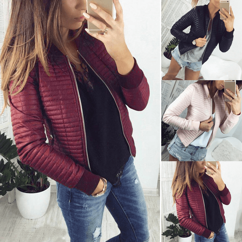 Zipper cardigan solid color jacket