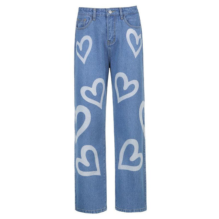 Love graffiti women high waist straight slim jeans - Trendha