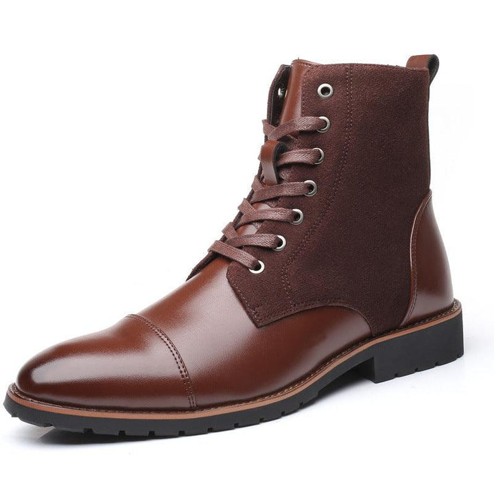 Men's pointed warm martin boots with velvet top boots - Trendha