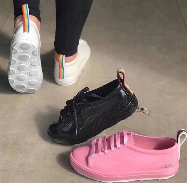 Rainbow Lace-up Single Shoes Women's Sneakers Flat Bottom - Trendha