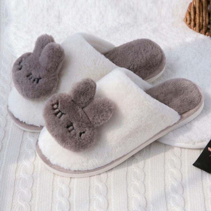 Cotton Slippers Female Winter Couple Home Confinement Shoes Cute Non-slip Plush Slippers - Trendha
