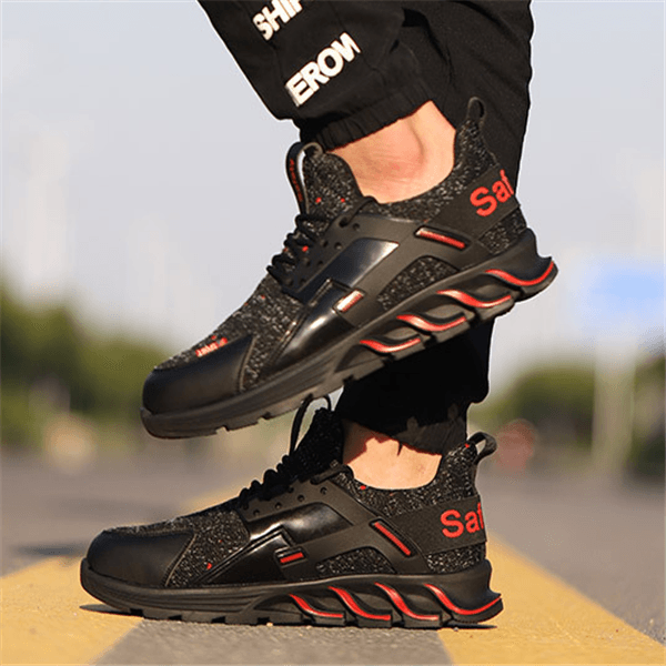 Fashion Work Shoes Men's Outdoor Light Breathable Safety Sneakers Boots Steel Toe Anti Smashing Safety Shoes - Trendha