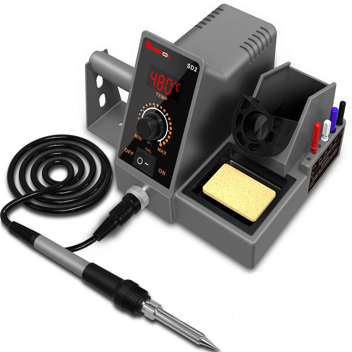 MUSTOOL SD1 SD2 LCD 60W Soldering Station Professional PID Soldering Iron Station Tool Kit Adjustable Temperature 200-480°C with Solder Wire Holder Soldering Iron Holder & Screwdriver Slot - Trendha