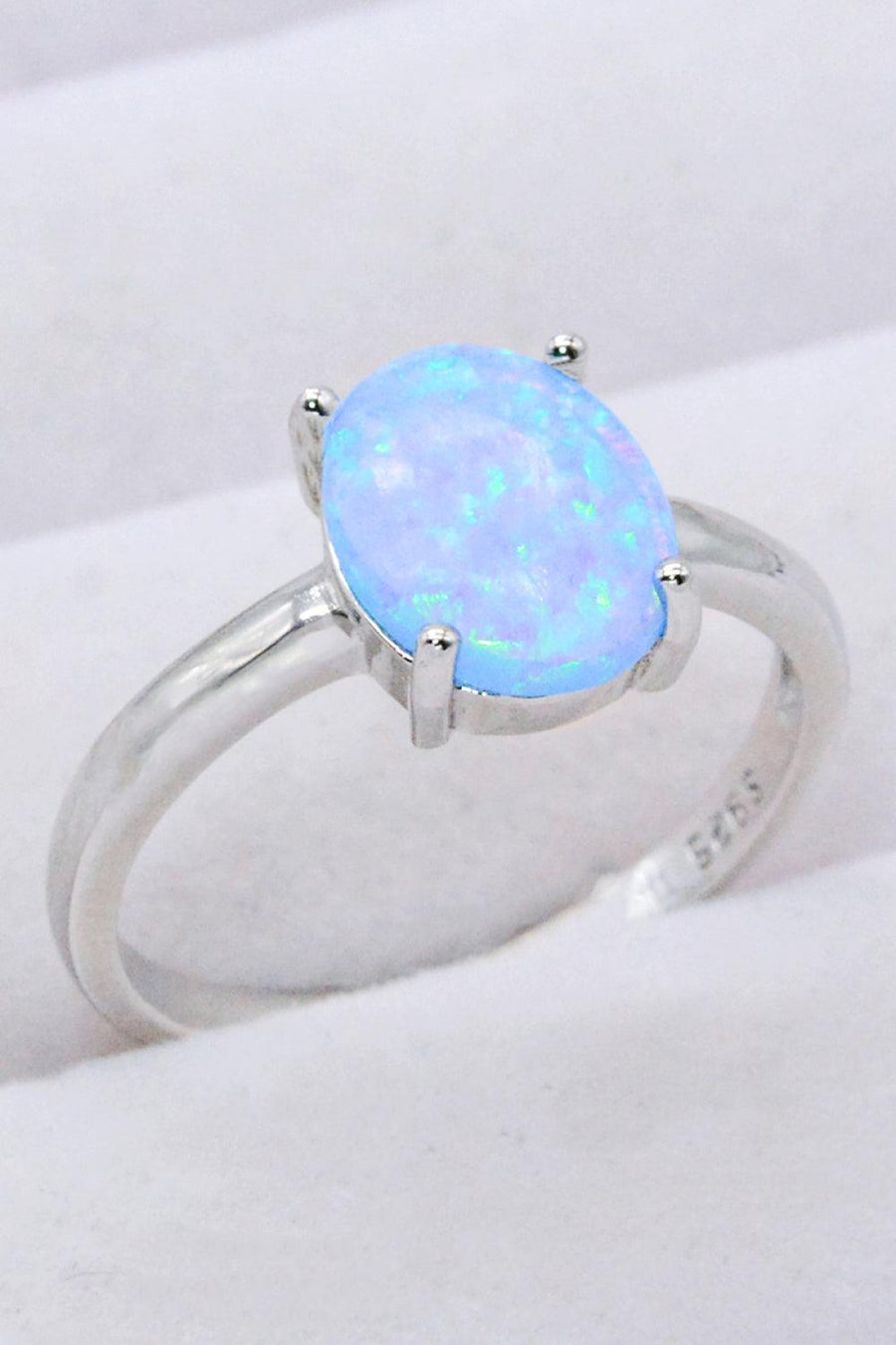 925 Sterling Silver Opal Solitaire Ring - Trendha
