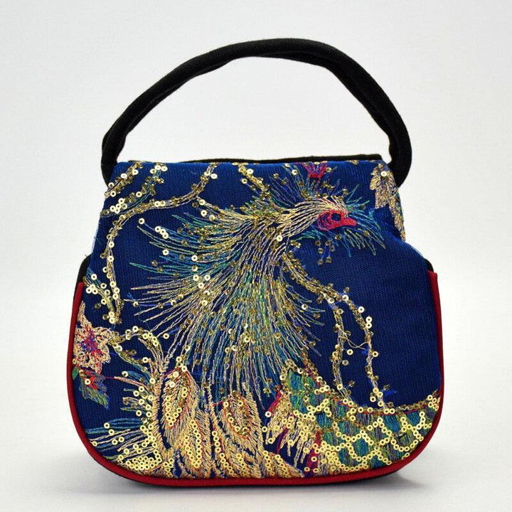Women Canvas Ethnic Style Embroidery Peacock Pattern Casual Elegant Mini Ladies Handbag - Trendha