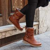 Round-toe flat-bottomed large size ladies new mid boots - Trendha