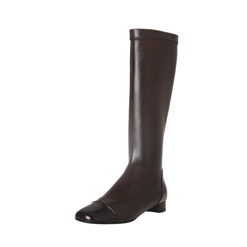 Colorblock Low Heel Dongdaemun Casual All-match Square Toe Boots Women - Trendha