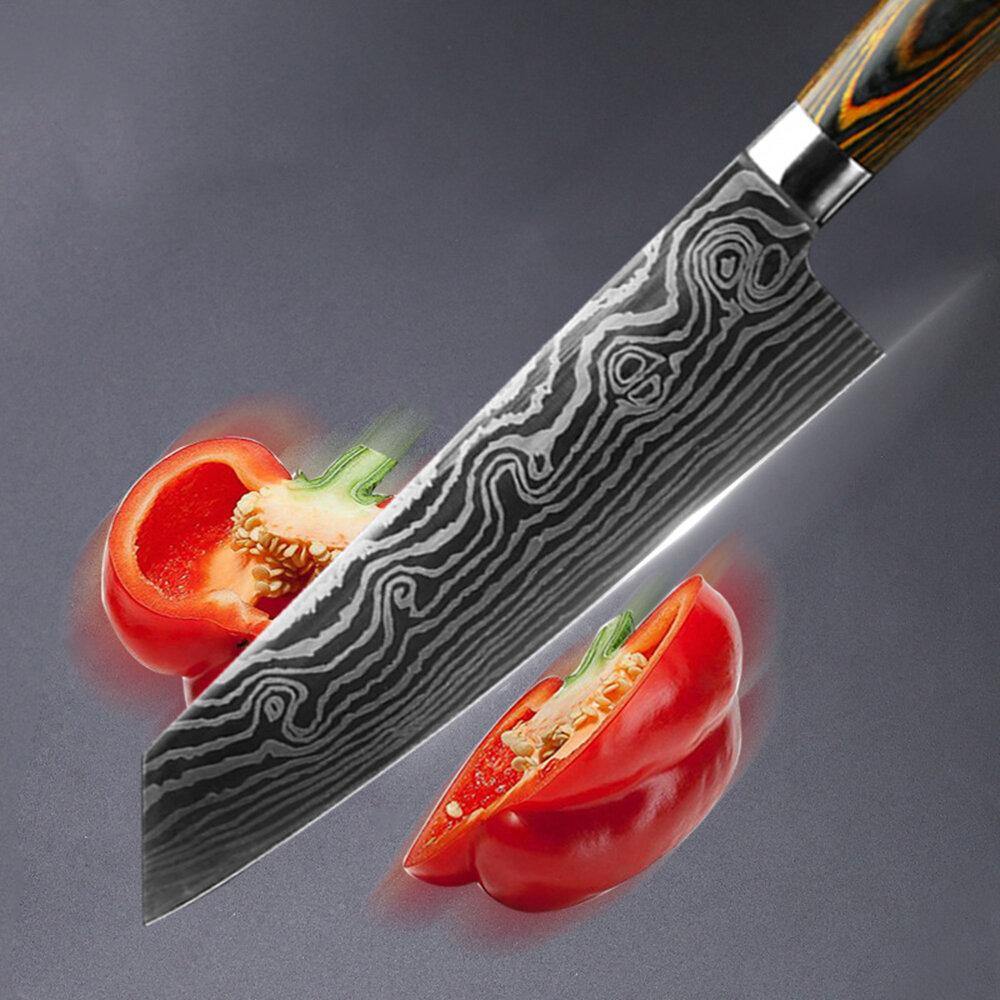 3.5/5inch Stainless Steel Damascus Laser Wave Cutter Drawing Slicer Meat for Kitchen Tool - Trendha