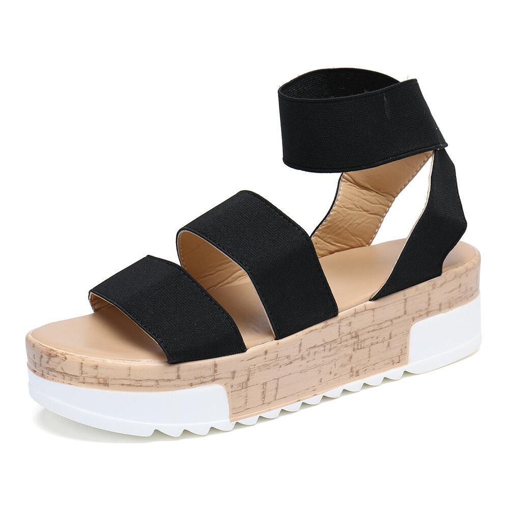 Women Solid Color Platform Sandals - Trendha