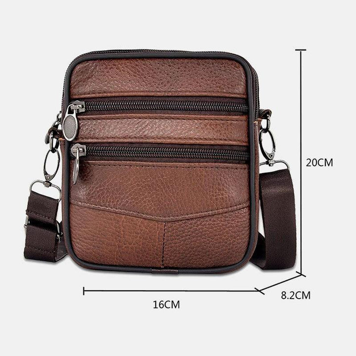 Men Genuine Leather Large Capacity Business Multi-carry Crossbody Bag - Trendha