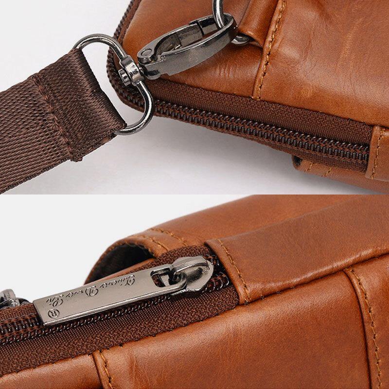 Men Genuine Leather Cowhide Vintage Business 6.5 Inch Phone Bag Crossbody Bag Waist Bag Sling Bag - Trendha