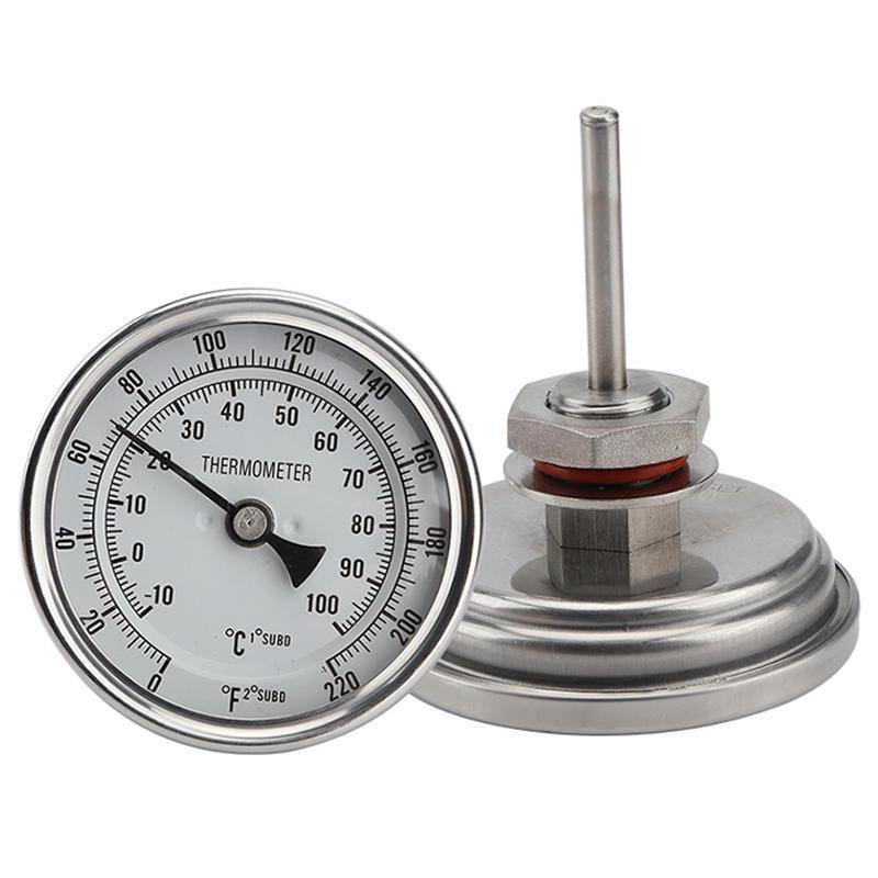 Homebrewing Beer Brewing Wine Thermometer Weldless Bi-metal Thermometer Kit 3"Face & 2"Probe 1/2"MNPT 0~220F Degree Homebrew Kettle - Trendha