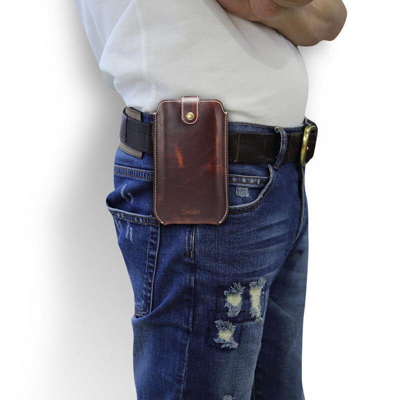 Men Genuine Leather Vintage EDC 6.5 Inch Phone Bag Waist Bag Cow Leather Sling Bag - Trendha