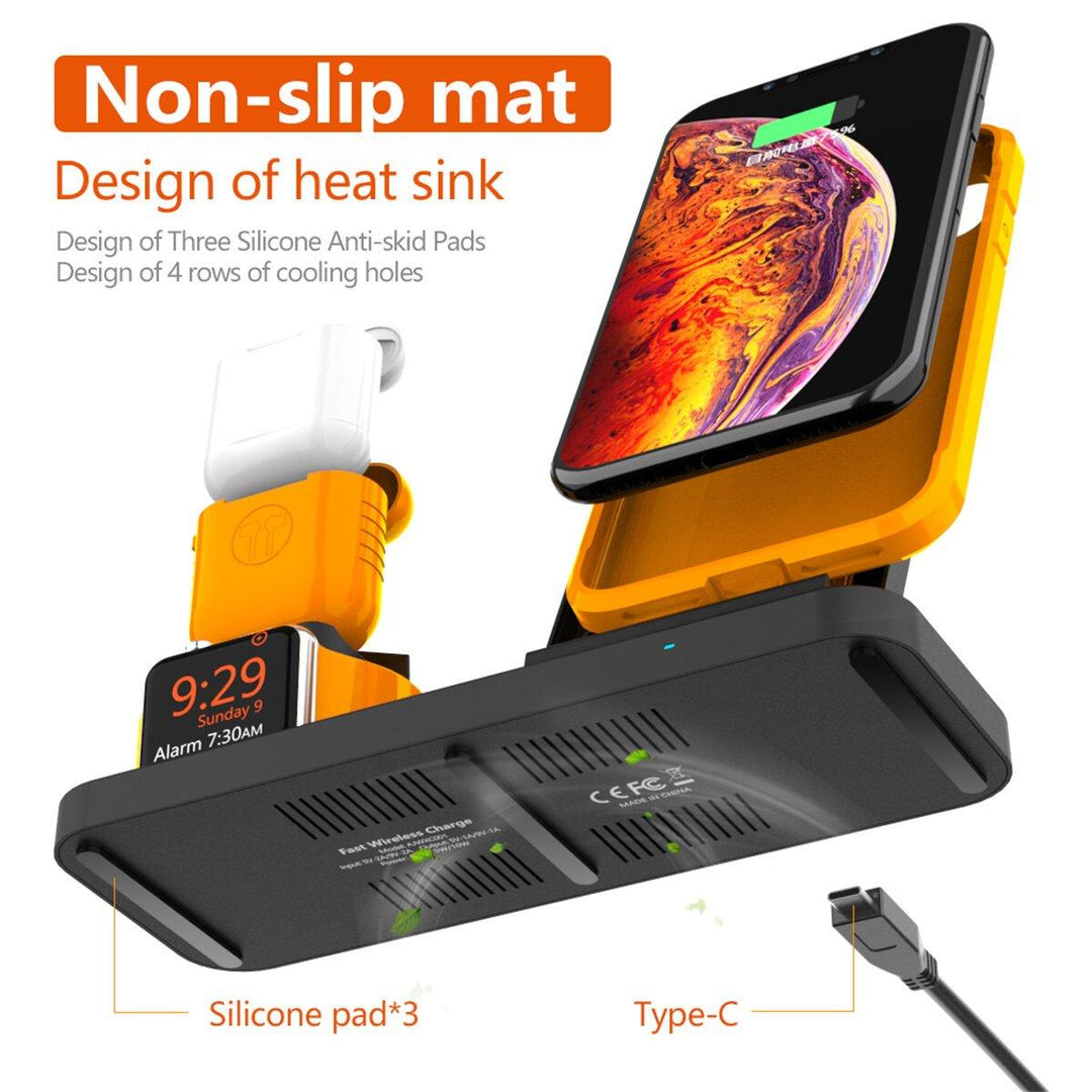 3 in 1 Qi Wireless Fast Charger Stand with Cooling Fan for iPhone Apple Watch Airpods - Trendha