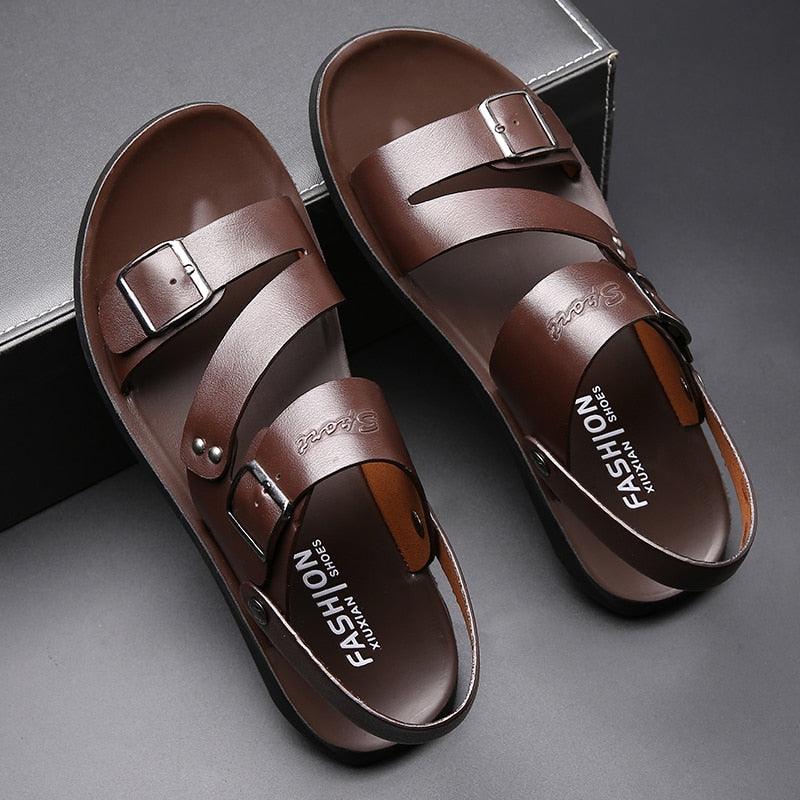 Men's leather sandals and slippers - Trendha