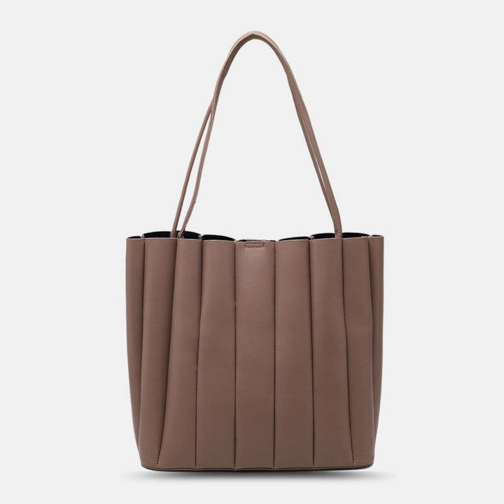 2 Pcs Women PU Leather Stripe Small Square Bag Large Capacity Ruched Bag Handbag Shoulder Bag - Trendha