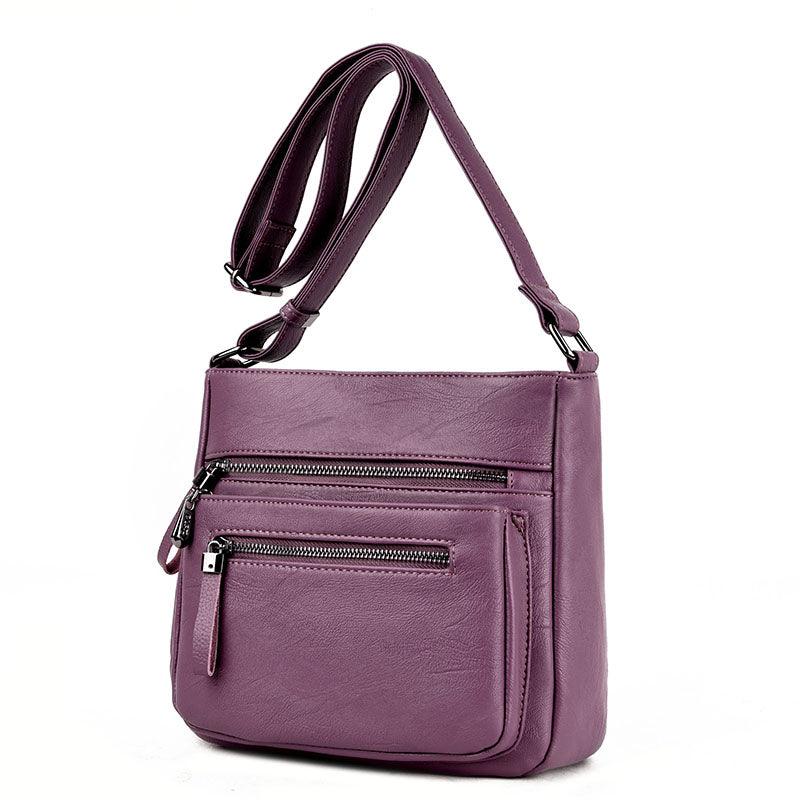 Medium PU Shoulder Bag with Zipper Pockets