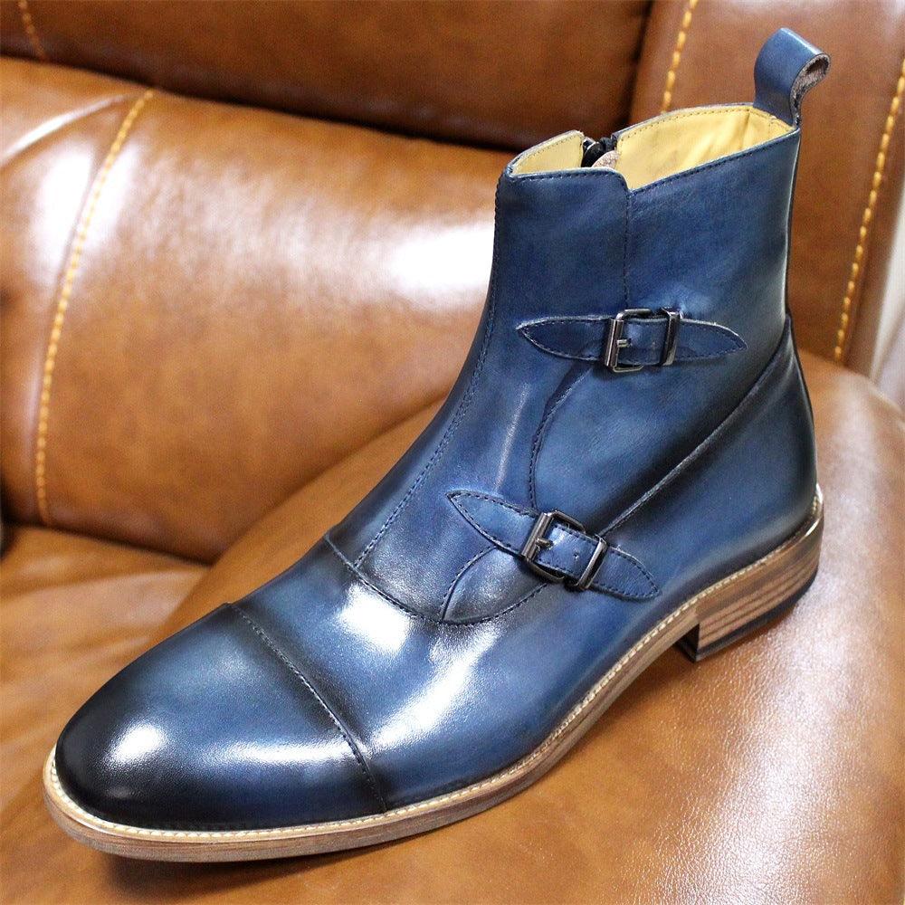 Men High Top Leather Three Joint Shoes - Trendha