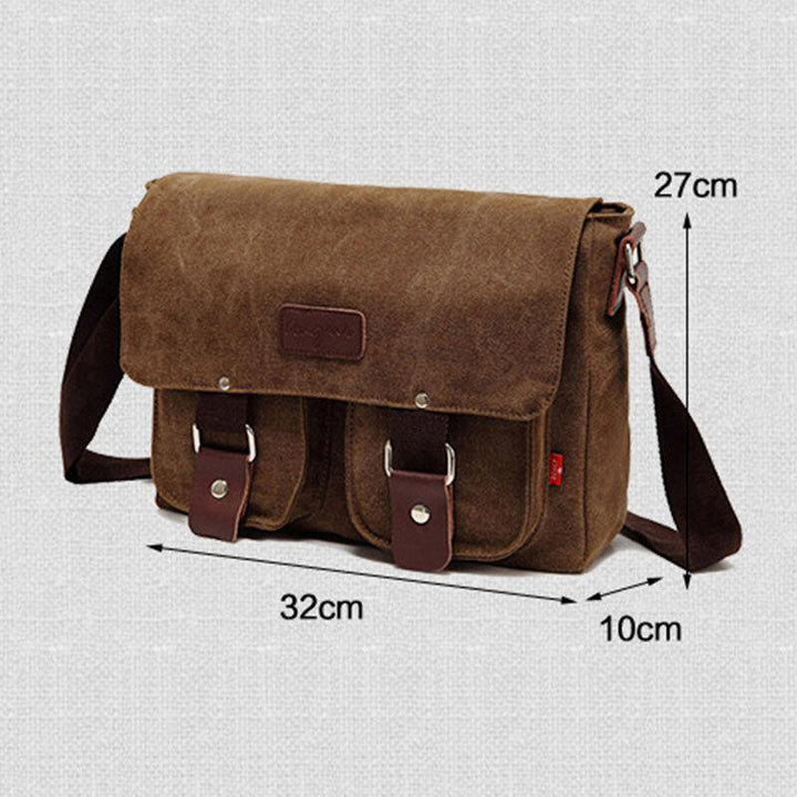 Men Genuine Leather And Canvas Retro Travel Outdoor Multi-pocket Carrying Bag Crossbody Bag - Trendha
