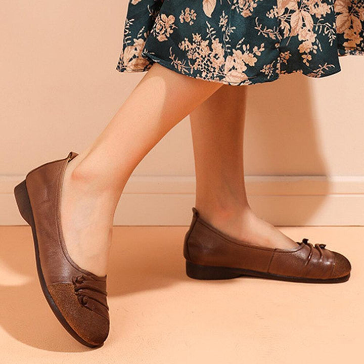 Women's Casual Solid Color Pleated Soft Flat Loafers Shoes - Trendha