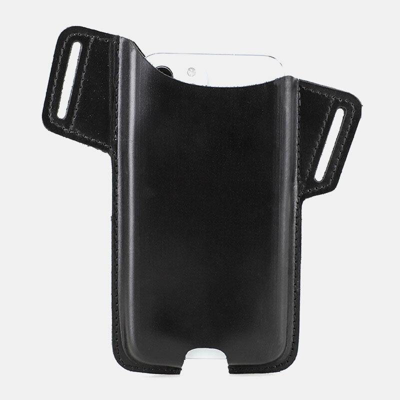 Men Genuine Leather Cow Leather EDC 6.5 Inch Phone Bag Waist Bag Sling Bag - Trendha