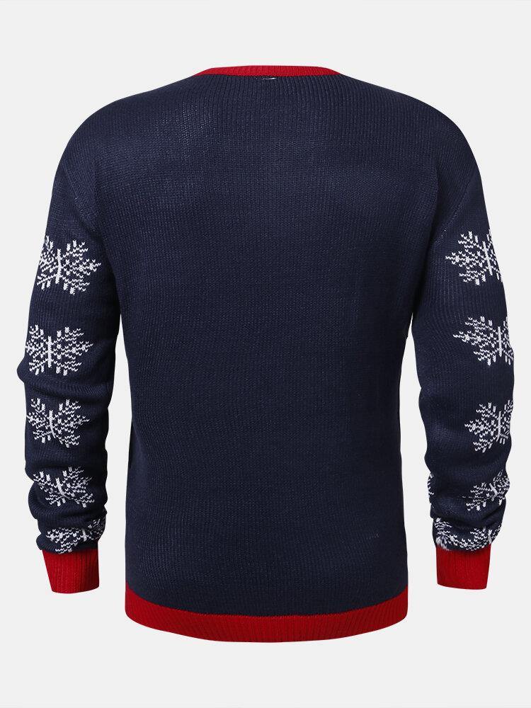 Mens Figure & Letter Pattern Knitted Long Sleeve Funny Pullover Sweaters - Trendha