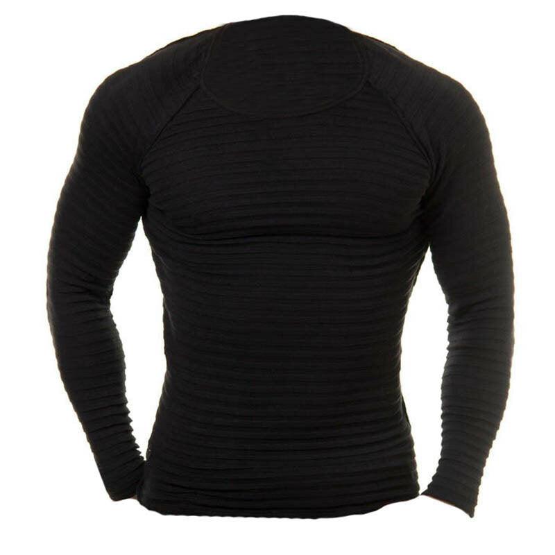 INCERUN Mens O Neck Pullover Solid Color Long Sleeve Slim Fit Top T-shirts - Trendha