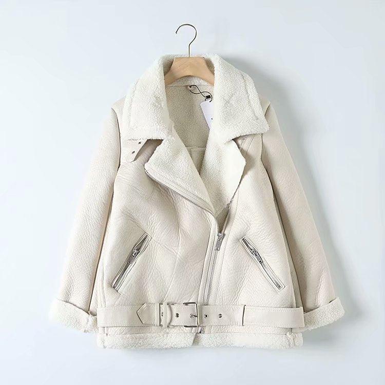 Winter Faux Lamb Leather Jacket - Trendha