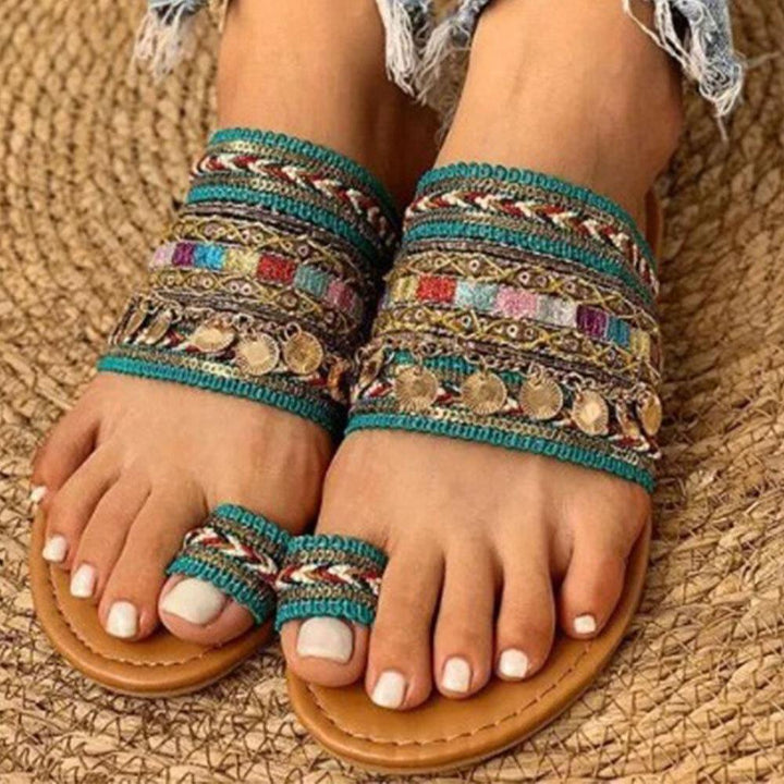 Bohemian Ethnic Style Women's Large Size Beach Toe Ring Sandals: Comfortable and Stylish - Trendha