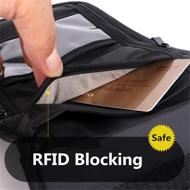 RFID Blocking Passport Holder Neck Stash Pouch Security Travel Wallet Shoulder Bag - Trendha