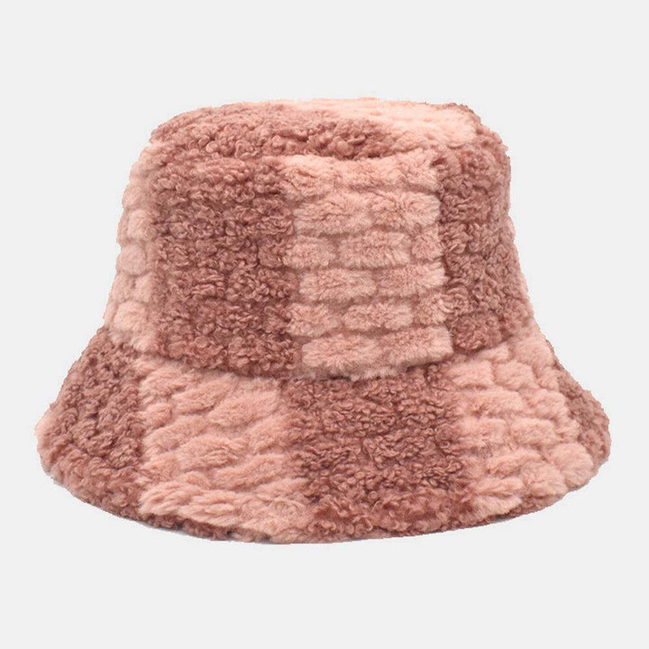 Unisex Lamb Hair Contrast Color Casual Warm Couple Hat Bucket Hat - Trendha
