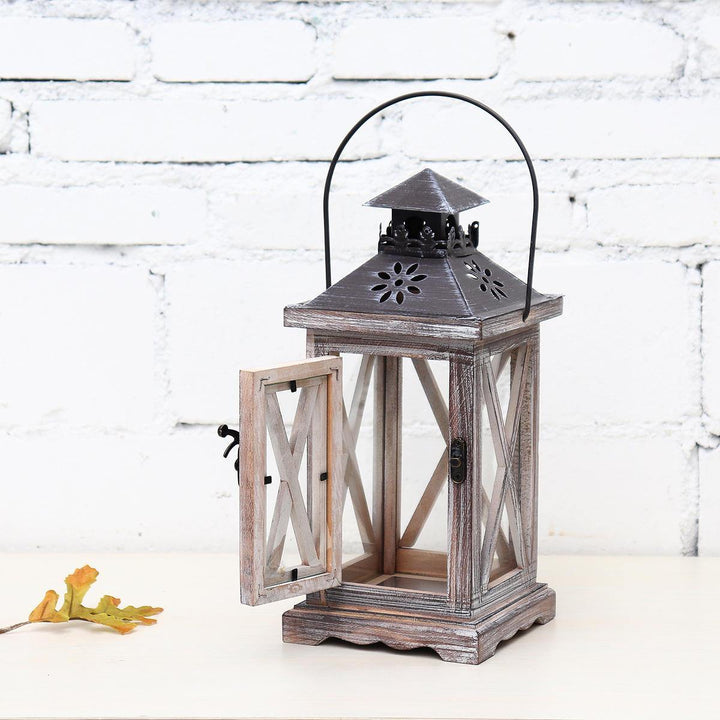 Vintage Tea Light Wooden Candle Holder Moroccan Hanging Iron Lantern Home Decor - Trendha
