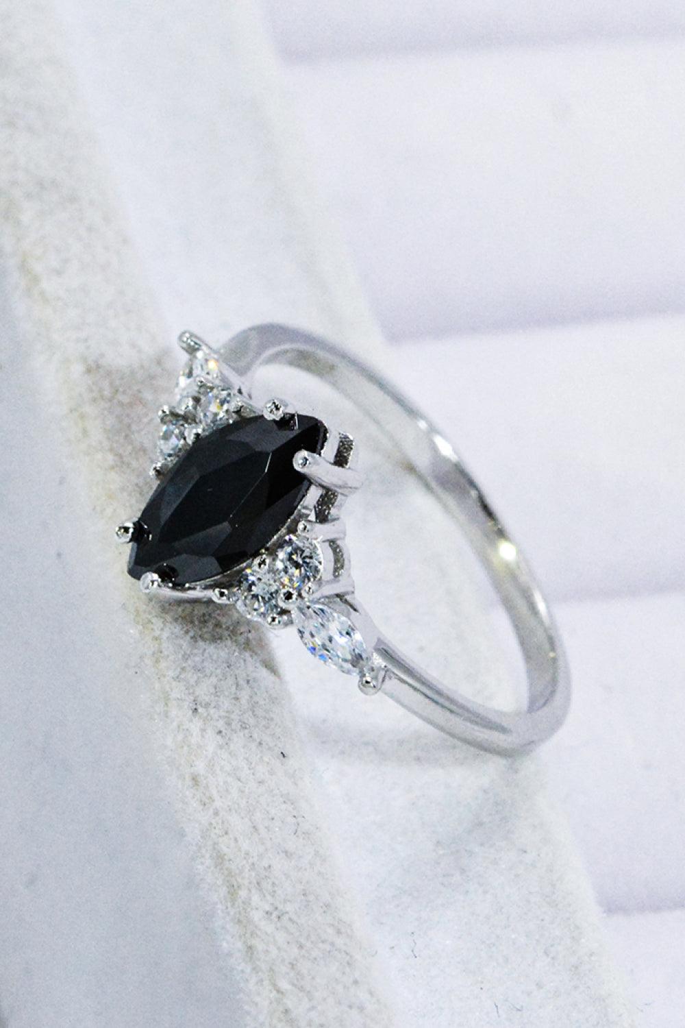 925 Sterling Silver Black Agate Ring - Trendha