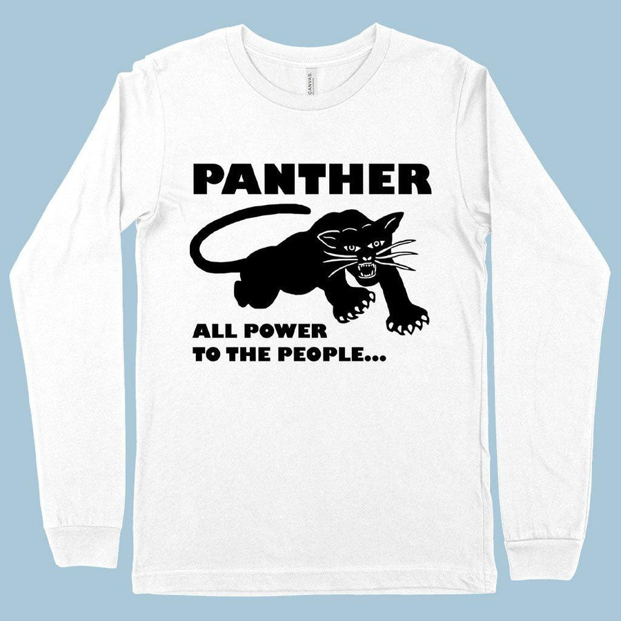All Power to the People Long Sleeve T-Shirt - Black Panther Men's T-Shirt - Panther Graphic Tee Shirt - Trendha