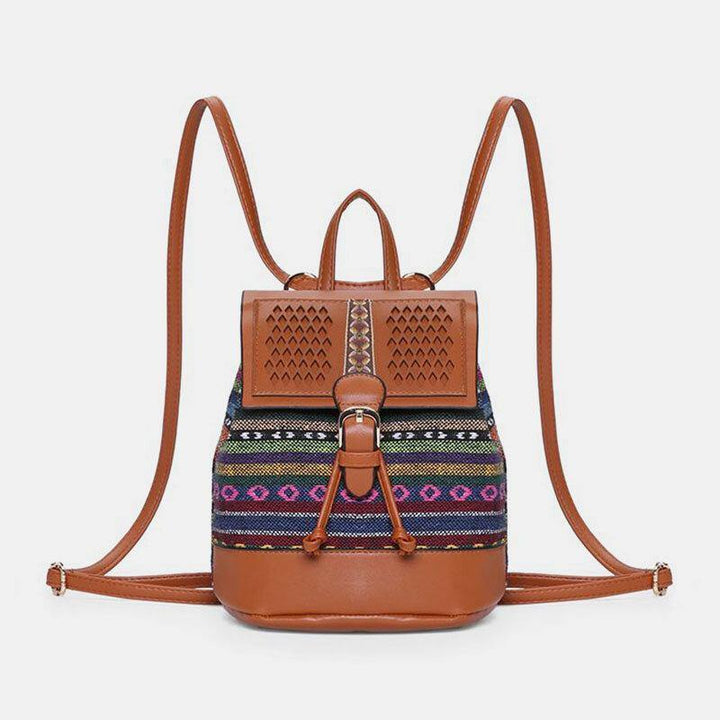 Women Hollow Stitching Ethnic Style Straw Bag Backpack Woven Shoulder Bag Bucket Bag - Trendha