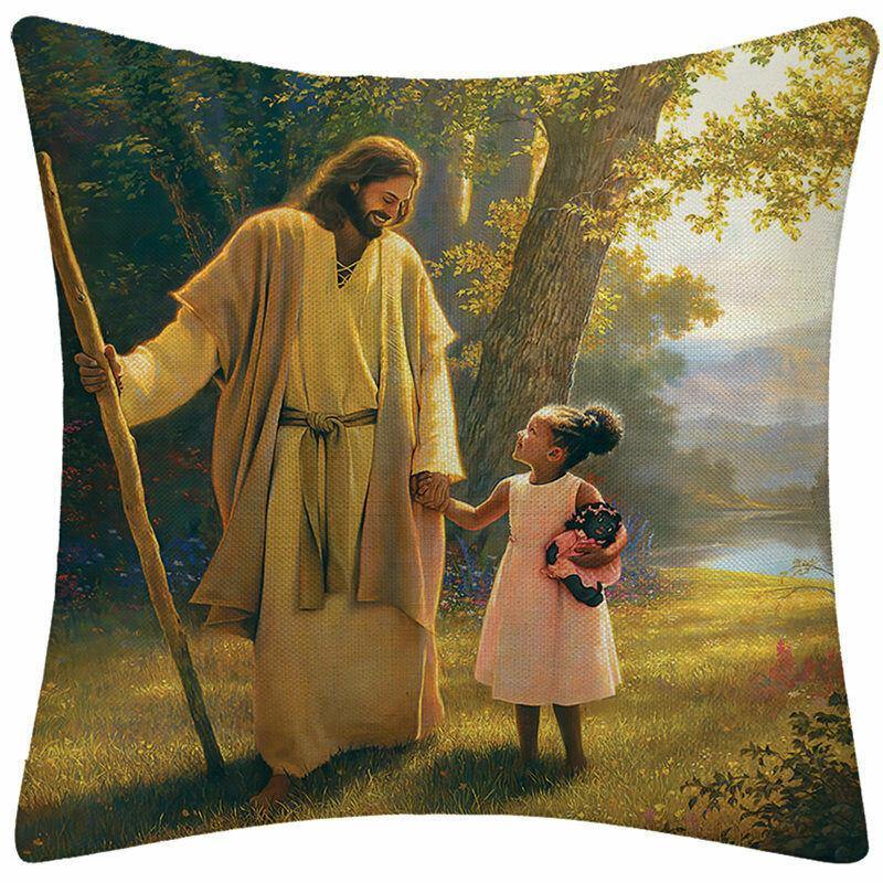 Oil Painting Pillow Case Christian Jesus Pillow Case Cushion Cover - Trendha