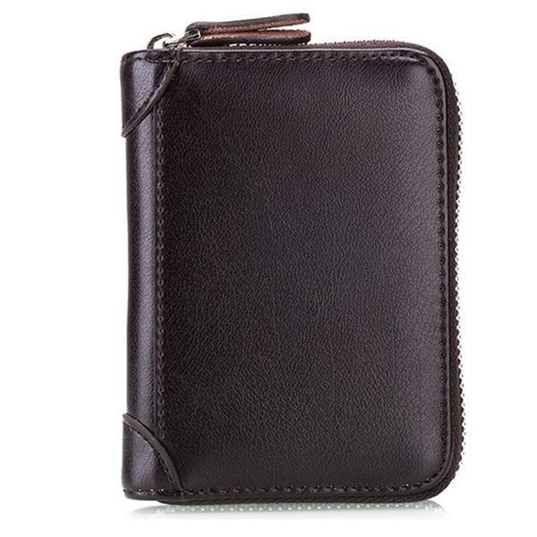 Large Capacity RFID Genuine Leather Men Women Casual Zipper Creddit Card Holder - Trendha