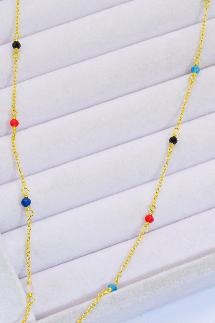 18K Gold-Plated Multicolored Bead Necklace - Trendha