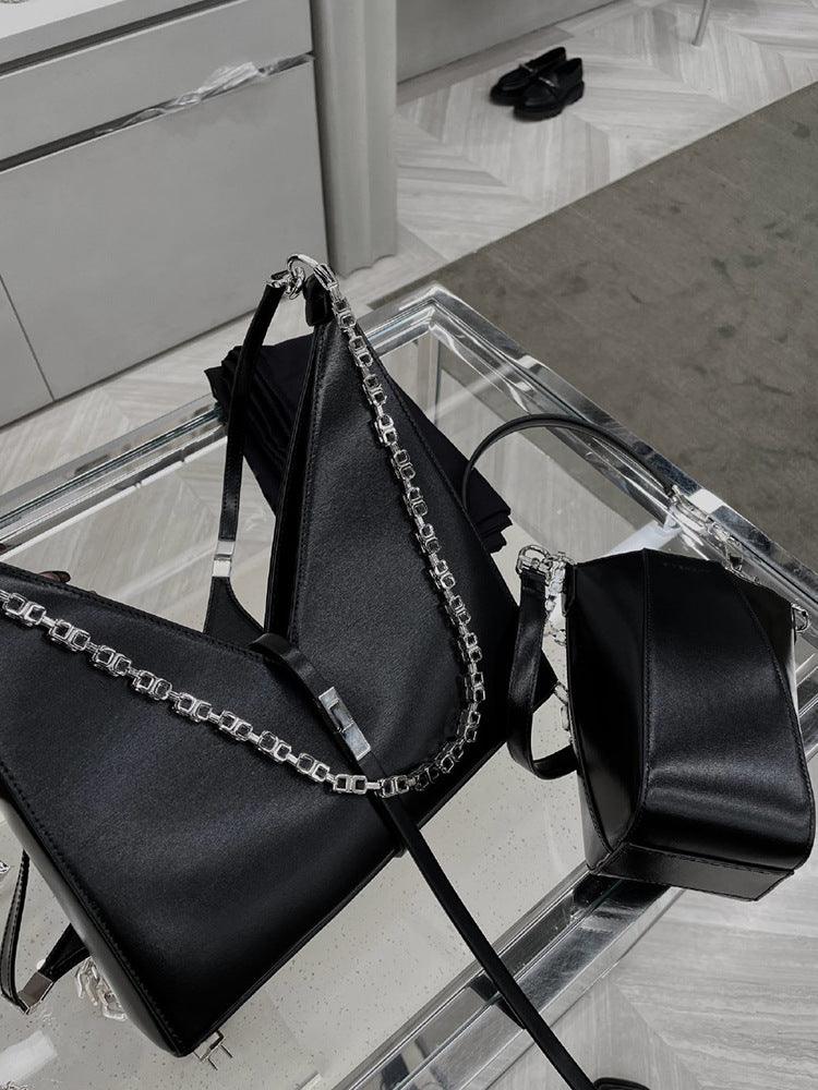 Fashion Chain Dark Heavy Industry V-shaped Bag - Trendha