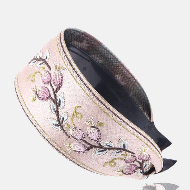 French Retro Simple Headdress Embroidery Flower Wide Brimmed Headband Toothed Non-slip Headband Female - Trendha
