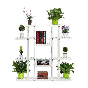 9 Tiers Wooden Plant Stand Carbonized Flower Pots Organizer Shelf Display Rack Holder for Indoor Outdoor Patio Garden Corner Balcony Living Room - Trendha
