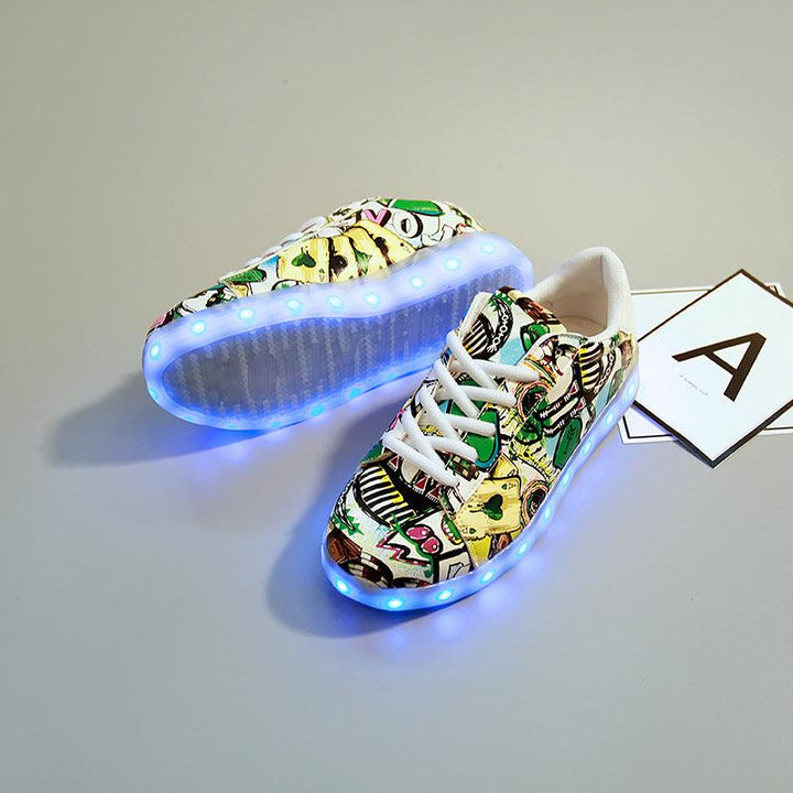 Fashion Graffiti Casual LED Colorful Luminous Shoes - Trendha