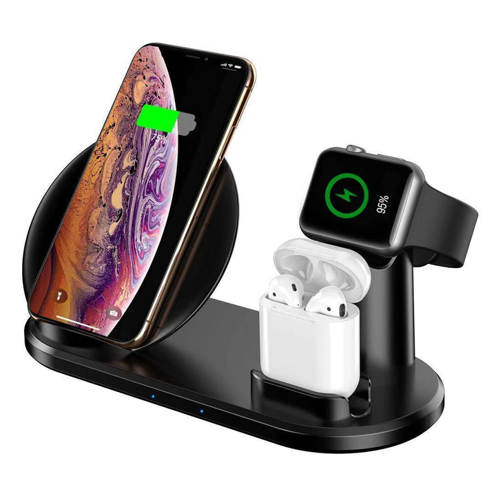 3 in 1 10W Qi Fast Wireless Charger Dock Pad Stand Holder for iPhone Airpods 1 2 Pro for Apple Watch - Trendha
