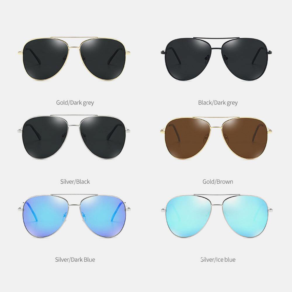 Men Metal Full Frame Narrow Sides Double Bridge UV Protection Sunglasses - Trendha