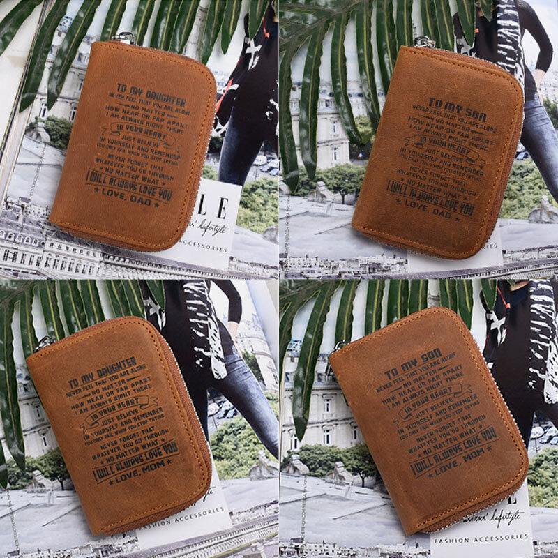 Men Genuine Leather RFID Blocking Anti-theft Retro Organ Shape Multi-slot Card Bag Wallet - Trendha