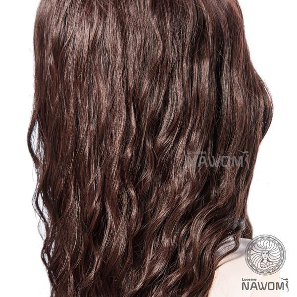 NAVIS Long Curly Brown Synthetic Hair Wig Matt High-Temperature Wavy Side Bang Wigs - Trendha